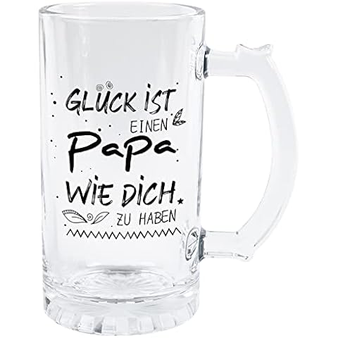 Funnli Geschenke für Papa, 0.4L Bierkrug Glas mit Gravur-Gluck ist Einen Papa Wie Dich Zu Haben, Papa Geschenk Vatertag Geburtstag, Vatertagsgeschenk Geburtstagsgeschenk Für Papa Cover