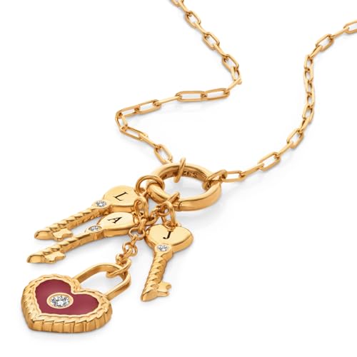 Theo Grace - Key to My Heart �C�j�V�����_�C�������h�l�b�N���X ? �X�^�[�����O�V���o�[�܂���18K�S�[���h�o�[���C���̃p�[�\�i���C�Y���ꂽ�C�j�V�����L�[&�n�[�g�y���_���g�A�l�H�_�C�������h�A�ő�4�̃J�X�^�������A�����`�F�[��