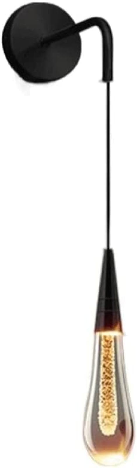 Creative Teardrop Crystal Wall Hanging Lights, Single Head Aluminum Wall Light, Modern 5W LED Lighting Wall Lamps, Bedroom Bedside Lamp, Black Simple Wall Lights,White Light,bonny369