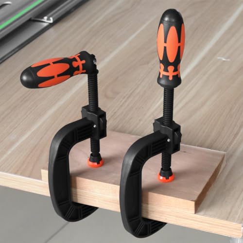 2 Stück Starke Klemme aus Kunststoff, Robust und einfach zu bedienen, Holzbearbeitung G-Klemme, Vielseitige Einsatzmöglichkeiten, G Klemmen, für Werkstückbefestigung (Schwarz)
