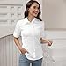 SUNNOW Womens Button Down Shirts Tailored Short Sleeve Shirt Basic Simple Stretch Wrinkle Free Formal Work Blouses White
