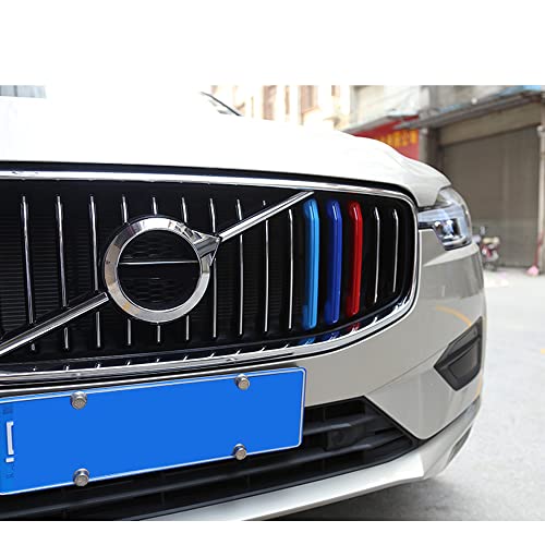 Image of SANRILY M-Colored Grille Insert Trims Compatible with Volvo XC90 LCI Front Grill 2020-UP Front Center Kidney Grilles Tri Color for Volvo 2nd Gen Grille Decoration Covers