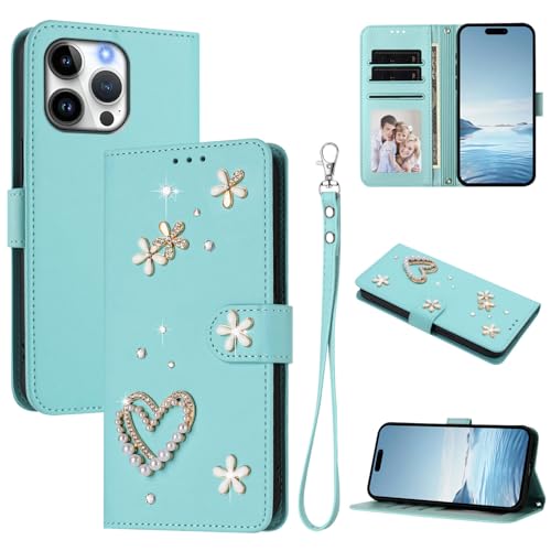 Ymyhyuxi Étui portefeuille pour ZTE Axon 40 SE en cuir à rabat avec motif cœur et fleur, emplacements pour cartes et poche photo, fermeture magnétique avec...
