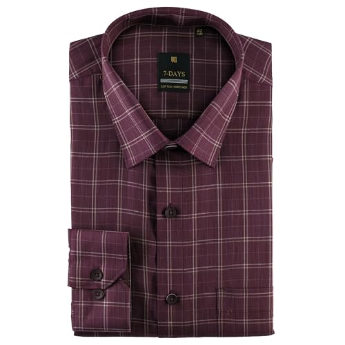 Image of 7-DAYS Men's Premium Checks Formal Shirt - Cotton Rich, Regular Fit, Full Sleeve, with Pocket, Wrinkle Resistant - Stylish Office & Everyday Wear.