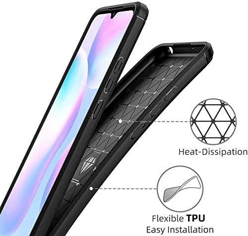 Image of Hybrid Carbon Fiber Back Case for Mi Redmi 9a / 9i / 9a Sport / 9i Sport (Black)