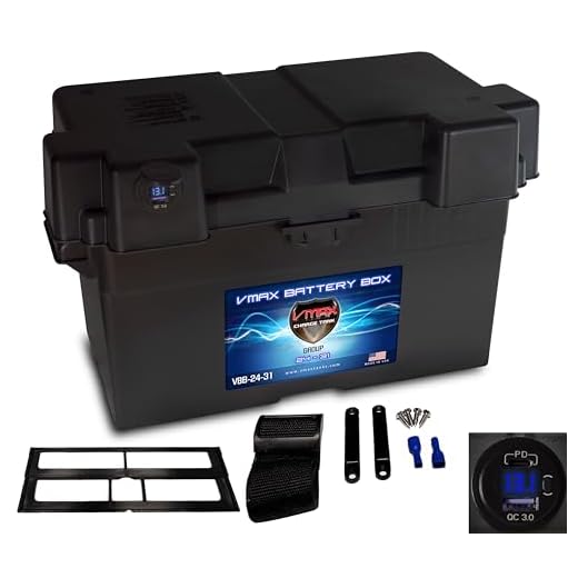 Trolling Motor Group 27-31 Smart Battery Box for Lithium Dual USB Voltmeter, Cables