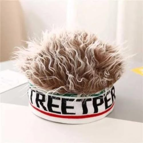 Beanie Wig Hat Knitted Elastic Beanies Hat Funny Wig Cap Hair Integrated Headwear Children Hip Hop Letter Spiked Hair Cap2