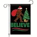 Saoplasa Funny Christmas Garden Flag Believe Sasquatch Bigfoot Santa Hat 12x18 Inch Double Sided Outdoor Winter Holiday Yard Decoration Festive Lawn Porch Funny Christmas Banner