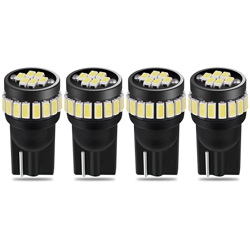 QAUBEN 194 LED Bulb W5W 168 2825 T10 Light Bulbs 3014 Chipsets Interior Car Lights Dome Map Parking Trunk Door Courtesy License Plate Lights White 6000K 12V (Pack of 4)