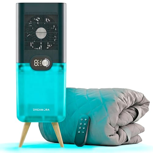 DREAMORA Luna - Raffreddatore per Materasso Silenzioso e Compatto per un Sonno Profondo e Ristoratore Sistema di Raffreddamento per Letto ad Acqua - Tappetino Double Face per Massimo Comfort