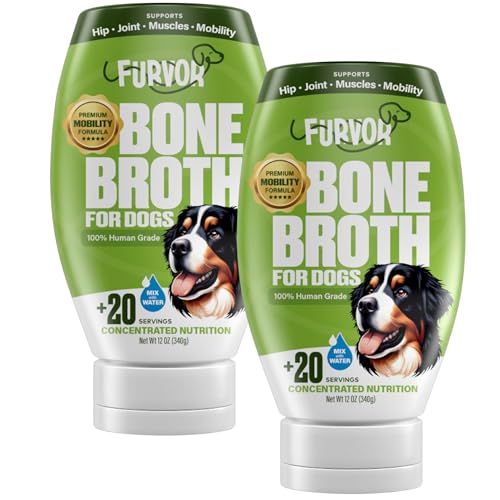 Furvor Beef Mobility Support Bone Broth Concentrate for Dogs - Collagen Protein Supplement - Boosted w/Amino Acids, Glucosamine, and Chondroitin - Dog Food Topper - Human Grade (2pk, 40 Servings)
