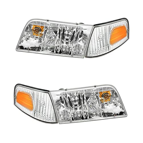 Headlight Assembly Compatible With 1998-2011 Ford Crown Victoria Driver and Passenger Side