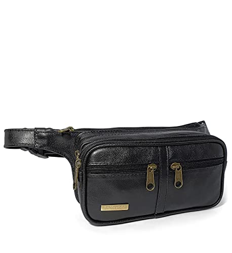 Pochete Masculina Grande Feita de Couro Le Voyage Espaçosa Cor:Preto