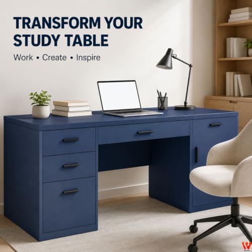 Image of WISDOM Navy Blue Matte Decorative Vinyl Sheet Self Adhesive Wallpaper for Kitchen Cabinets, Furniture Makeover, Wardrobe, Table & Drawers (20X200 in)