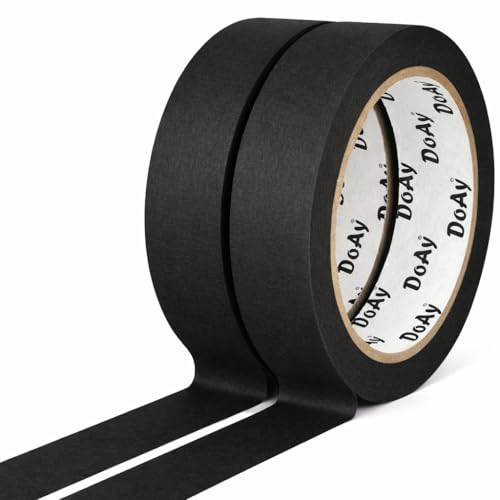 Image of 2 Pack Black Painters Tape - Masking Tape 1 Inch Wide - Multi-Surface, Smart Adhesion, Indoor & Outdoor - 180FT Total - Paint Tape for DIY, Labeling, Art, Car, General Purpose (#3910)