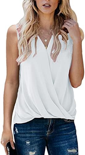 HARGLESMAN Womens Fashion Tank Tops Summer Casual Sleeveless Wrap V Neck Chiffon Blouses Loose Fit Shirts 1 HARGLESMAN Womens Fashion Tank Tops Summer Casual Sleeveless Wrap V Neck Chiffon Blouses Loose Fit Shirts