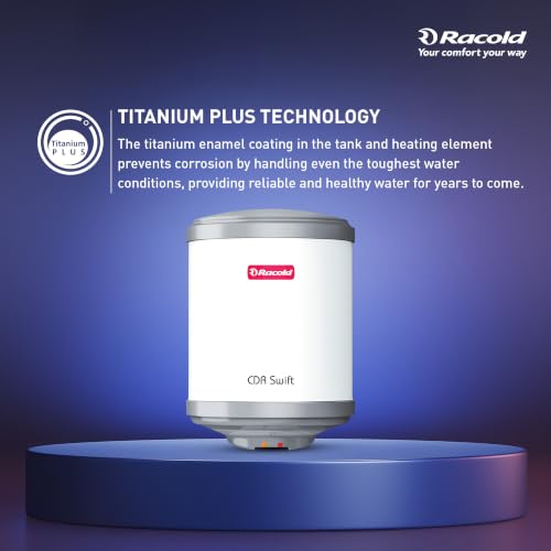 Image of Racold CDR Swift 6 Litre 3kW 5 Star BEE Rating Storage Water Heater | 33% Faster Heating than other 2kW Geysers | Titanium Coating on Tank | Rust-proof Body | Free Standard Installation & Pipes