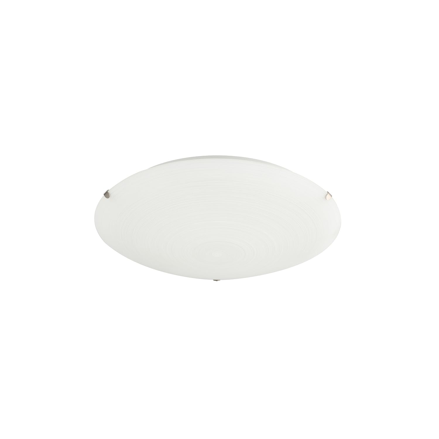 Happy Homewares White/Light Frosted Flush 25Cm Glass Ceiling Fitting With Soft Swirl Decoration