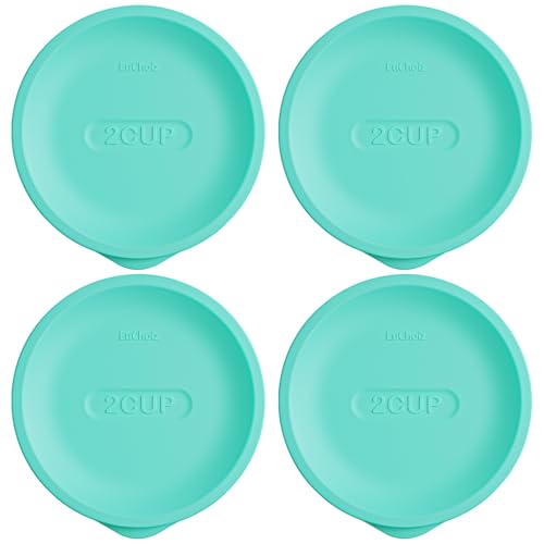 Replacement Lids for Pyrex 7200-PC 2 Cup Silicone Round Storage Cover Lid for Anchor Hocking Glass Bowl 4 Pack Turquoise