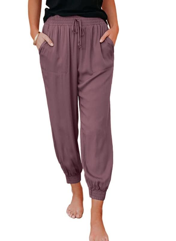Image of Dokotoo Womens 2026 Soft Casual Drawstring Tie Elastic Waist Loose Jogger Pants with Pockets