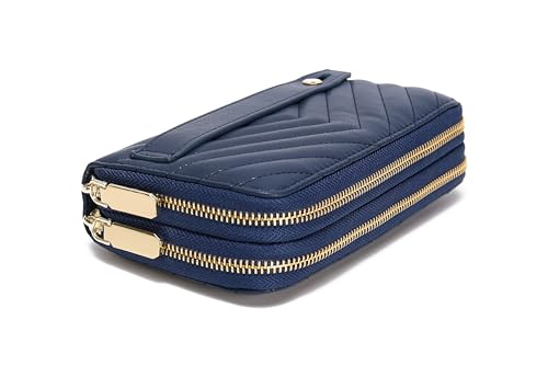 Image of Daisy Rose Dual Zipper Phone Clutch and Wallet for Women - RFID Blocking, PU Vegan Leather Multi-Card Organizer