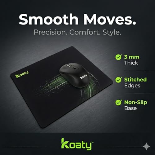 Image of Ultra-Smooth Large Mouse Pad|350 x 250 mm|Anti-Fray Stitched Edges|Non-Slip Rubber Base|Spill-Resistant|3mm Thick|Big Mousepad for Office, Work from Home & Gaming