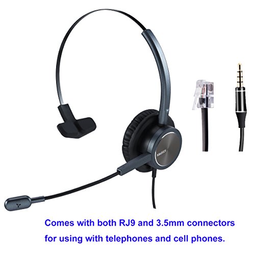RJ9 Cisco Headset for Telephone with Noise Cancelling Microphone