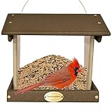 DutchCrafters Plastic Hanging Hopper Bird Feeder, Large Bird Feeders for Outdoors, Suitable for Food, Seed, Mealworm (Large, Milwaukee Brown & Weatherwood)