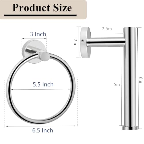 Toallero y portarrollos de Papel higiénico, Juego de 2 Piezas de Hardware de baño de Acero Inoxidable, toallero y portarrollos de Papel higiénico, Accesorios de baño Cromo - imagen 5