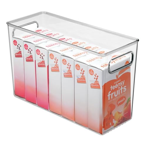iDesign Plastic Stackable Kitchen Organizer Bin with Easy to Grip Integrated Handles for Kitchen, Fridge, Freezer, Pantry and Cabinet Organization, The Linus Collection 12" x 5" x 7.75"...