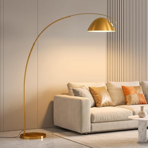 dujunlinghang Gold Brass Large Arc Floor lamp with 20W Remote Control Bulb
