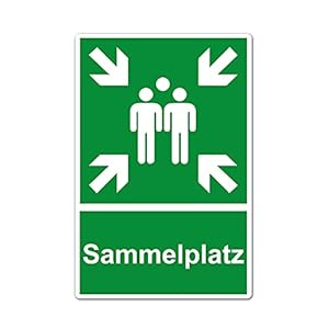 XXL Sammelplatz Schild 30 x 40 cm aus stabiler PVC Hartschaumplatte 5 mm Sammelstelle Sammelpunkt mit UV-Schutz von STROBO