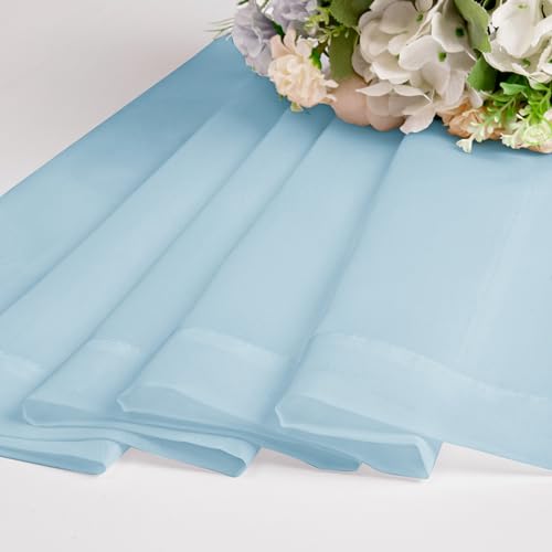 Image of Chyhomenyc Sky Blue Sheer Curtains 108 Inches Long - Light Filtering Voile Extra Long Panel Drapes for Floor to Ceiling Window, Elegant Soft Living Room Curtains, Each 42Wx108L Inch, 9FT, 2 Panels