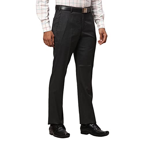 Image of Park Avenue Men's Polyester Blend Structure Pattern Smart Fit Flat Front Formal Trouser