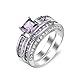 Skcess Anillos de compromiso bañados en plata, anillo delicado, juego de dos anillos de circonita, anillos de compromiso, 57 (18.1), Cubic Zirconia