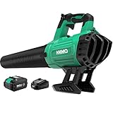 KIMO 20V Cordless Leaf Blower, w/2.0Ah+4.0Ah Lithium-ion Batteries&Charger, 2-in-1 Battery Powered Sweep/Vacuum, 150MPH, Variable Speed, Blowing Leaf/Snow/Dust, Vacuuming Yard/Patio/Car, with Bag