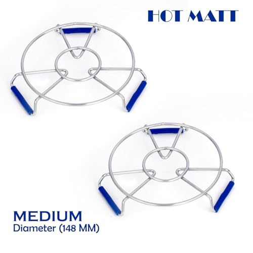 Image of Xmart India Round Stainless Steel Kitchen Hot Mat - Medium Size Hot Utensil Stand, Hot Pot Stand, Heat-Resistant Hot Mat for Dining Table & Kitchen