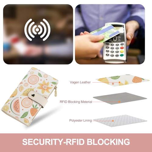 Image of yiijay Womens Wallet RFID Blocking Vegan Leather Trifold Clutch Credit Card Holder Ladies Travel Wallet Purse with Pen Holder, 2Fruit, Medium, Rfid Wallet