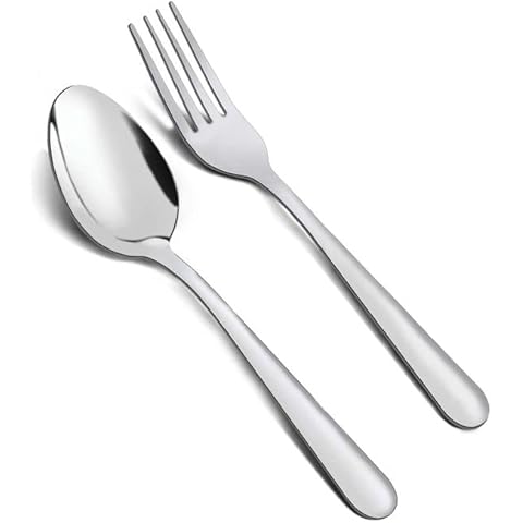 Unokit 48-piece Forks and Spoons Set, Stainless Steel Silverware Set, Mirror Polished, Spoons and Forks Set for Restaurants/Hotels/Canteens/Cafeteria, Dishwasher Safe Cover