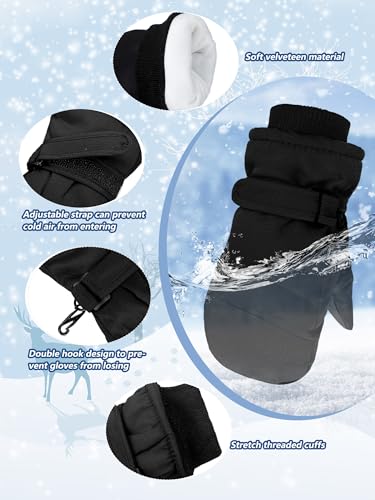 Image of SATINIOR Kids Snow Mittens Waterproof Winter Ski Gloves Warm Thicken Snow Gloves for Girls Boys