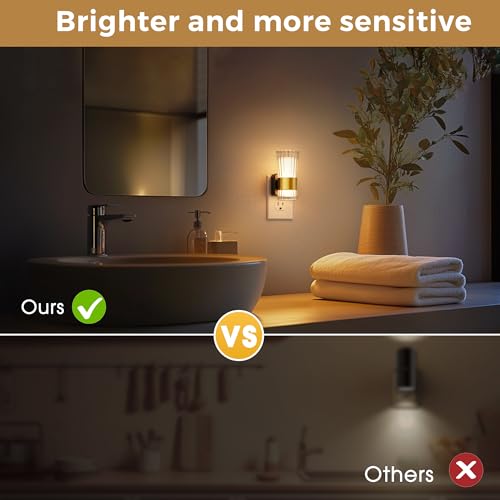 Image of L LOHAS LED Night Light, Night Lights Plug into Wall, 3000K Soft Warm 0-100LM Adjustable Modern Night Lights,Automatic Nightlights Pulg in with Dusk to Dawn Sensor for Rooms Bathroom Hallway Decor