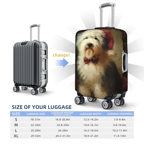 Sheepdog Dressed As Santa Claus Elastic Travel Luggage Covers Dustproof Scratch-Resistant Suitcase Protector Fit 22-24 Inch4