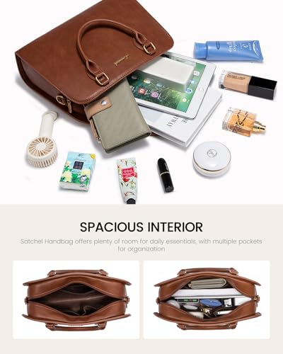 LOVEVOOK Purses and Handbags for Women, Vintage-Style Leather Top Handle Shoulder Bag Satchel Tote Crossbody Purse for Ladies3