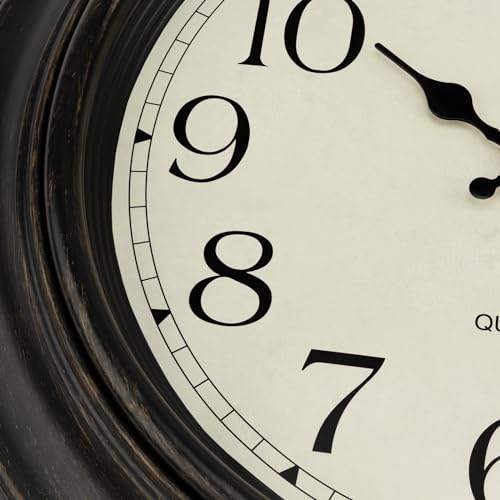Image of Foxtop Large Wall Clock 18 Inch Silent Non Ticking Battery Operated Classic Vintage Retro Wall Clock Decorative for Living Room Kitchen Home Office (Bronze)