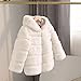 Girls Faux Fur Jacket Plush Sherpa Teddy Coat with Hood Toddler Winter Coats Warm Fuzzy Trendy (White, 3-4 Years)