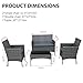 4-Piece Rattan Patio Furniture Set - Outdoor Wicker Sofa & Chairs with Coffee Table, Weather Resistant Garden Conversation Set for Patio, Backyard, or Poolside​ (Mixed Grey + Dark Grey Cushions)