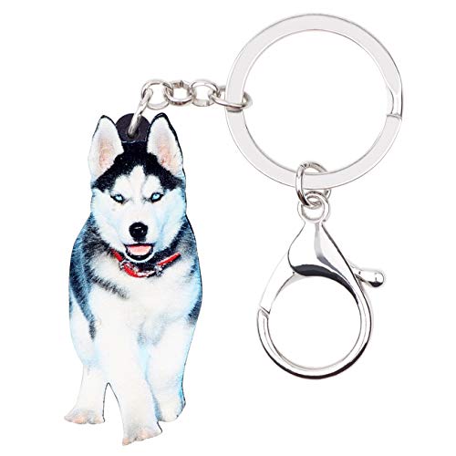 NEWEI Acrylic Siberian Husky Dog Key Chains Pet Animal Rings Purs...