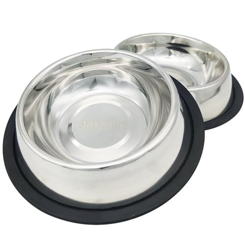 BPS® - 2 ciotole per cibo e acqua, in acciaio inox, per cani, gatti e animali domestici, 3 misure disponibili (15,5 cm, 18 cm, 19 cm di diametro), BPS-5501, BPS-5502, BPS-5503, 15,5 cm