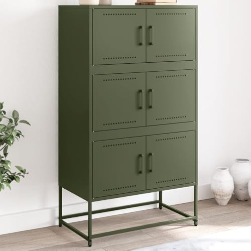 Woonisher Aparador Verde Oliva 68,5x38,5x123,5 cm Acero Mueble Cocina Buffet Comedor Buffet Cocina Mueble Buffet pequeño Mueble de almacenaje