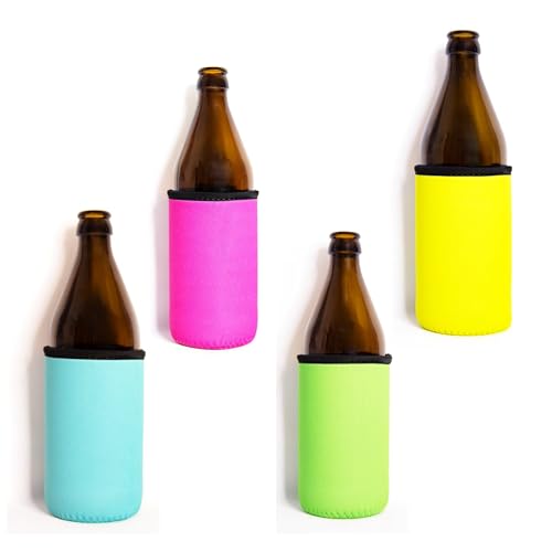 Bäng Läng Raffreddatore per bottiglie di birra e lattine – (0,5 l) – Raffreddamento a lunga durata, colori neon 4 pezzi.